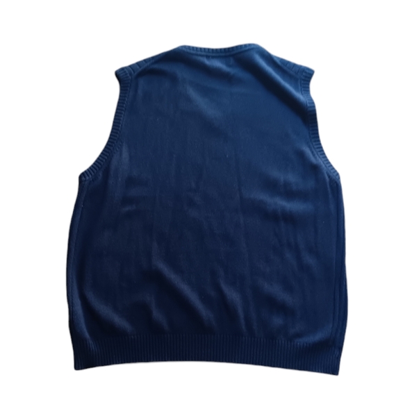EDDIE BAUER MEN'S SIZE MEDIUM BLUE COTTON CASHMERE BLEND SWEATER VEST. - Picture 4 of 4